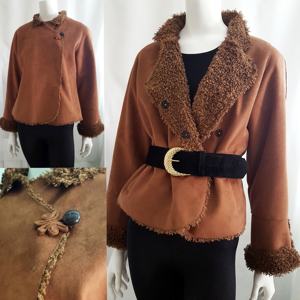 Vintage🍂Brown Lightweight Faux Sherpa Shearling Jacket